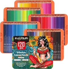 Professional Colored Pencils,Set of 120 Colors,Artists Soft Core with Vibrant Co