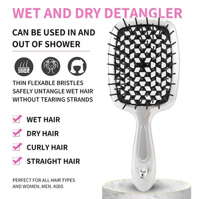Square Shape Mesh Comb for Hair Fluffy Detangling Scalp Massage Hairbrush Wide T