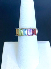 925 STERLING SILVER MULTI GEMSTONE RING SIZE 7.25