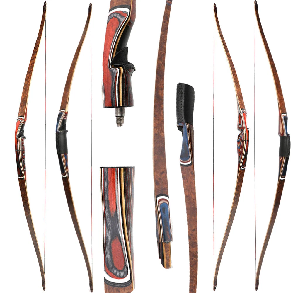 Archery 60'' Traditional Longbow 20-55lbs Takedown Triangle Bow Horsebow Hunting
