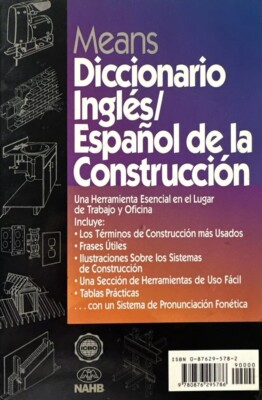 Means Spanish/English Construction Dictionary Hardcover ''Excellent''