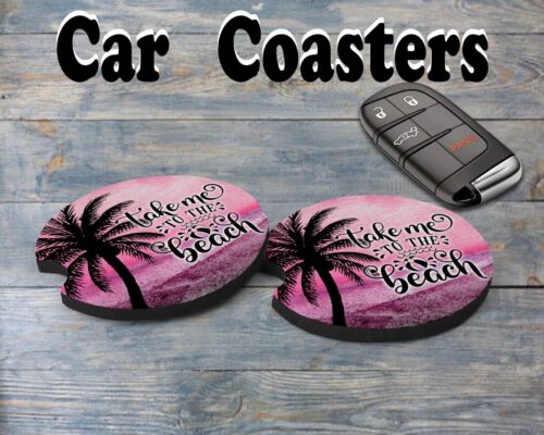 2pcs Neoprene Anti-slip Car Cup Coaster .Take me to the Beach - Picture 1 of 4