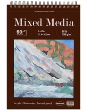 Mixed Media Sketch Pad 9 x 12 inches 60 Sheets 98lb/160gsm Heavyweight Drawin...