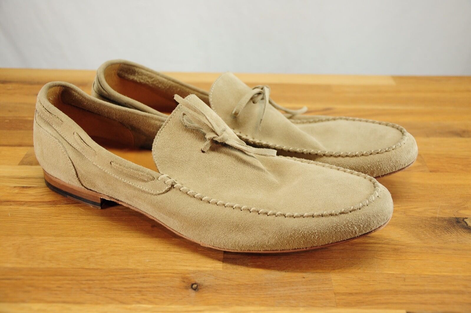 Brooks Brothers Made in Italy Light Brown Tan Suede Loafer Driving