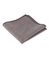 Mens Boys Kids Matching Check Tweed Handkerchief in Tan Brown Pocket Square