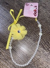 Claire  s rhinestone Yellow tulle flower pearl beaded little girls necklace  