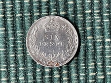 1887 Queen Victoria Jubilee Head Wreath Reverse Sixpence 6d Great Condition 2.8g