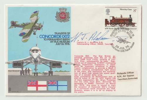 26/7/1976 UK GB Cover - Transfer of Concorde 002 to Permanent Berth - HANDSIGNED