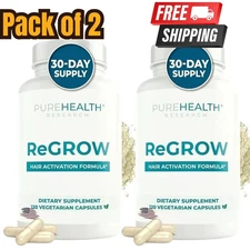 2x ReGrow Hair Growth Vitamins with Biotin PureHealth Research 120 Caps Each