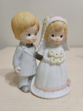 Vintage Lefton Bride Groom Christopher Wedding Cake Topper 80's Retro Couple