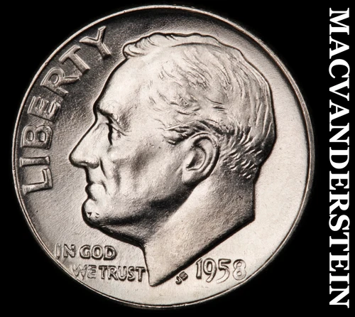 1958-D Roosevelt Dime- Silver- Choice Gem Brilliant Uncirculated Luster #J3343