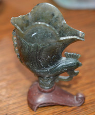 Antique Chinese Old Hetian Jade Hand Carved *Phoenix* wine vessel cup libation