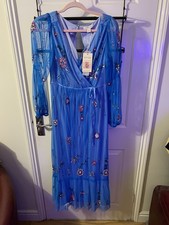 #170 SALE  Monsoon Artisan Hand Embellished Blue Dress BNWT Size 8 RRP £150