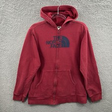 The North Face Hoodie Boys XL 18 20 Red Full Zip Sweatshirt Half Dome Fleece