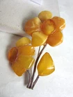 Vintage Egg Yolk Amber beaded flower brooch