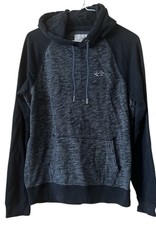 Hollister Men Sweatshirt Small Black Grey Hoodie Logo Embroidered Long Sleeve
