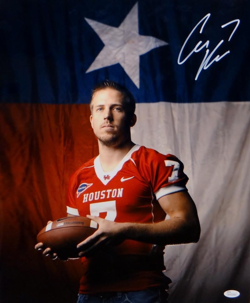 Case Keenum Autographed Signed Houston Cougars 16x20 Flag Photo- JSA W Authenticated 