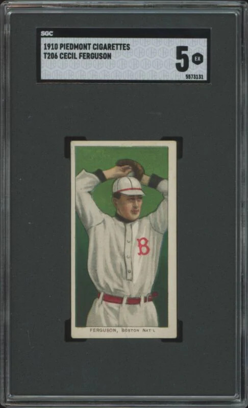 1909 T206 CECIL FERGUSON NNO EX PIEDMONT 350 SGC 5 BASEBALL BOSTON RUSTLERS