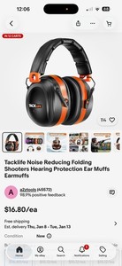 TACKLIFE Passive Shooting Earmuffs Foldable Adjustable Black/Orange CE ANSI