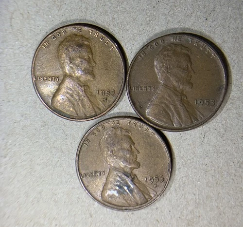 1935 P, 1935-D & 1935-S  LOT OF 3  LINCOLN WHEAT  CENTS