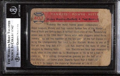 1957 Topps #407 Mickey Mantle/Yogi Berra Yankees Power Hit BVG 1