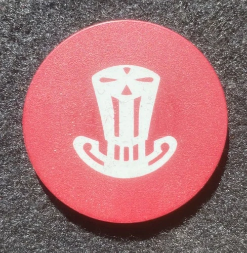 Red Antique Poker Chip - Top Hat  - Clay Vintage Rare Old Gambling Game Gift