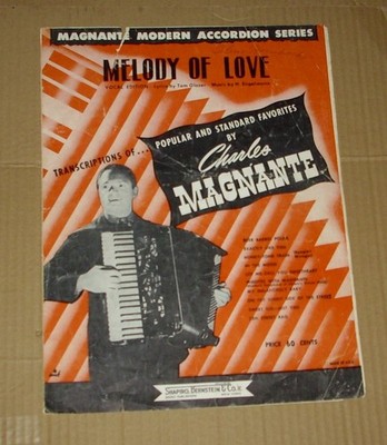 Vintage Sheet Music MELODY of LOVE by Charles Magnante Modern Accordion 1955