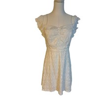 ASTR The Label Ivory Eyelet Ruffle Mini Dress ACDR95230 Womens Size M NWT