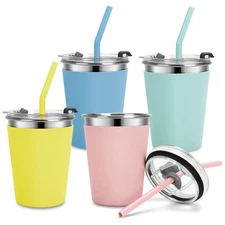 Vermida Kids Cups with Straws and Lids Leak Proof, 12oz Sippy Cups for Toddle...