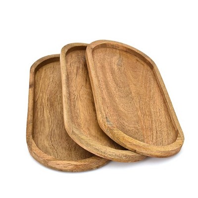 Mango Wood Oval Plates Charcuterie Cheese Bread Fruit Dishes 14x6 Inch