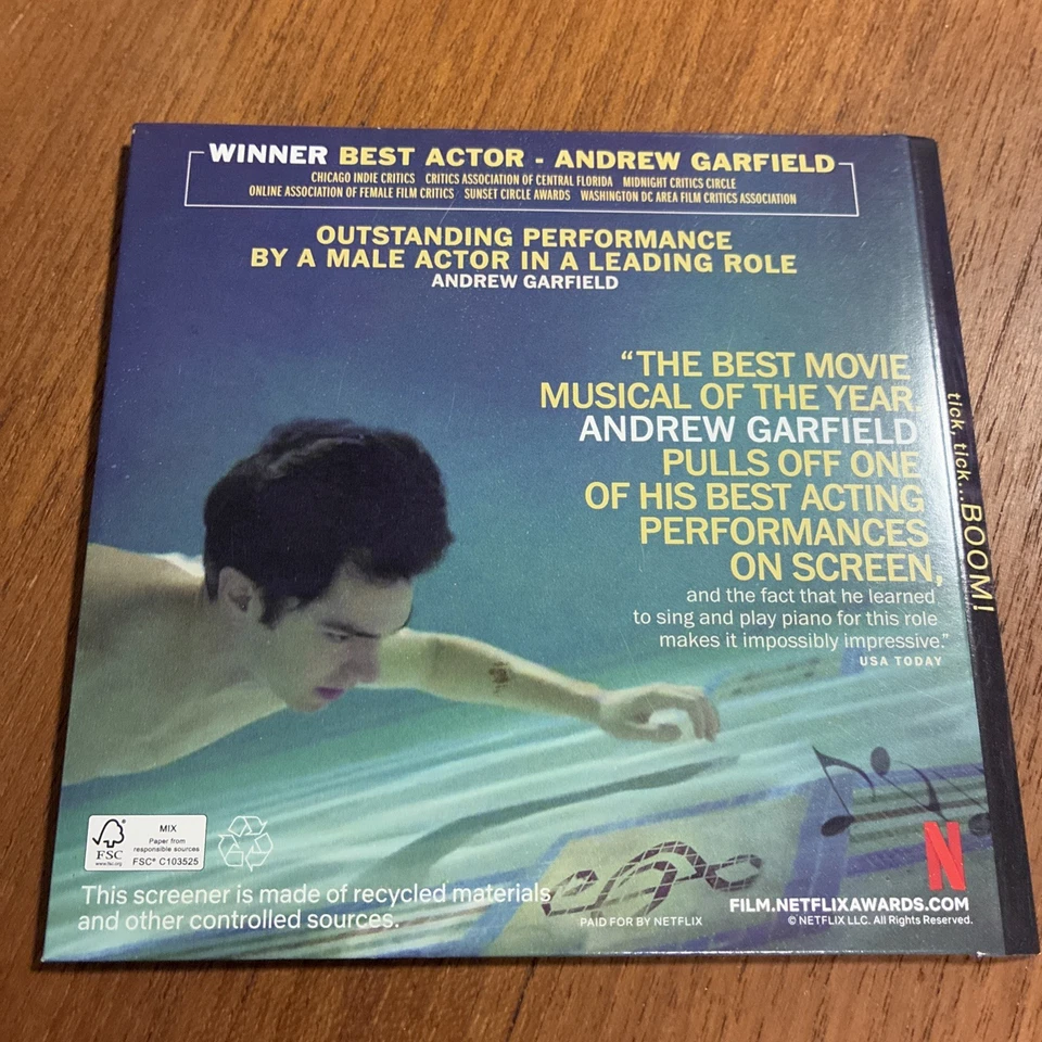 2021 Tick Tick Boom DVD Netflix FYC Awards Screener For Your Consideration Movie - Image 2 of 3