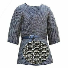 6 mm Kettenhemd R&uuml;stung rund vernietet Scheibe Hauberk LARP Kost&uuml;m gro&szlig;