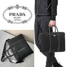 Prada Business Tasche 2Wege Schulter Saffiano Leder Nylon Schwarz Gebraucht