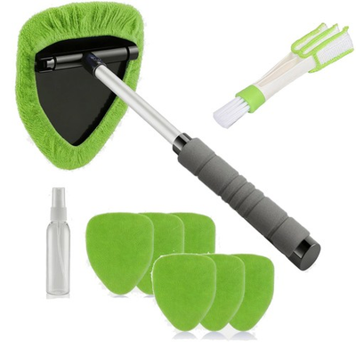#ad #ad 9 Pcs Windshield Cleaning Tool Car Window Cleaner with Extendable Handle Green $13.98