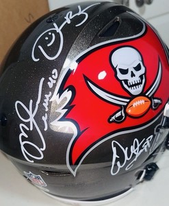 Bucs Autographed Helmet Collection - Warren Sapp, Derrick Brooks, Baker Mayfield