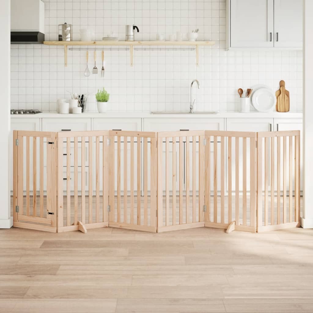Cancelletto Pieghevole Cani 6 Pannelli 300cm Legno Massello Pioppo