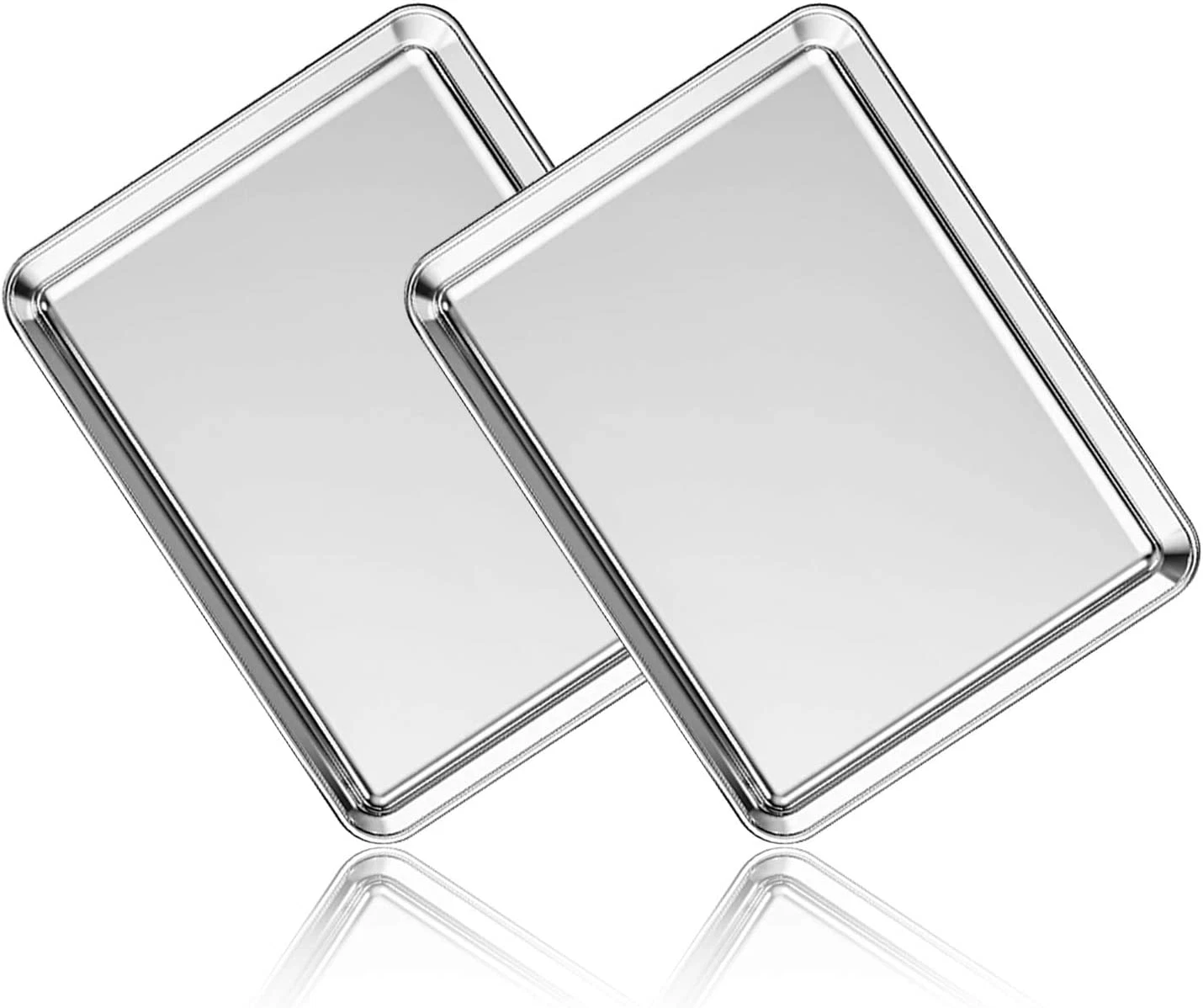Stainless Steel Baking Sheet Set of 2, Deedro Cookie Sheet Metal Baking Pan Oven