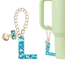 Letter Charm for Stanley Tumbler Cup, Bow Heart Initial l Letter Charm, Blue