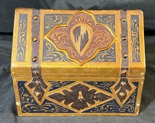 Antique Old Mission Arts & Crafts Period Polychrome Painted Wood Orientalist Box