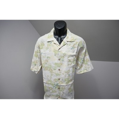 Tommy Bahama Button Up Hawaiian Shirt Mens Large Floral 100% Silk Camp Excellent