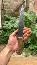 Antique Handmade Brass Hilt & Carved Iron Blade Knife Dagger Hunting Knife katar