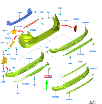 FORD PUMA MK2 HECK STOßSTANGE SCHLEPPSCHLEPPABDECKUNG 2435658 L1TB  