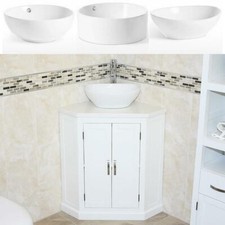 Wei&szlig; lackiert Badezimmer Waschtisch Eckwaschtisch wei&szlig; Quarz Keramik Waschbecken