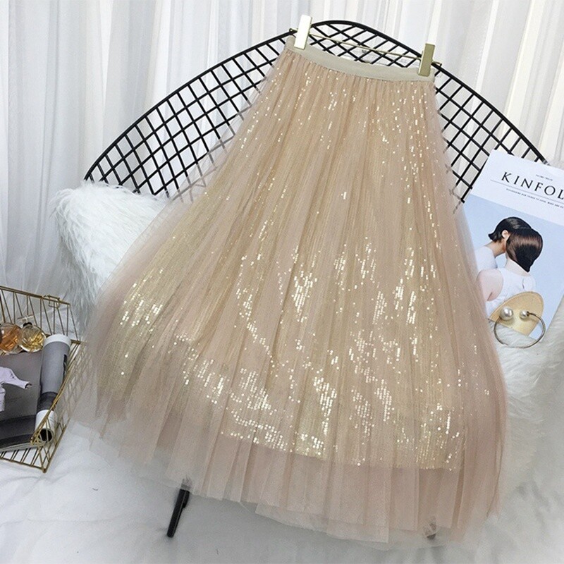 High waist mesh stitched fairy suspender skirt  3310