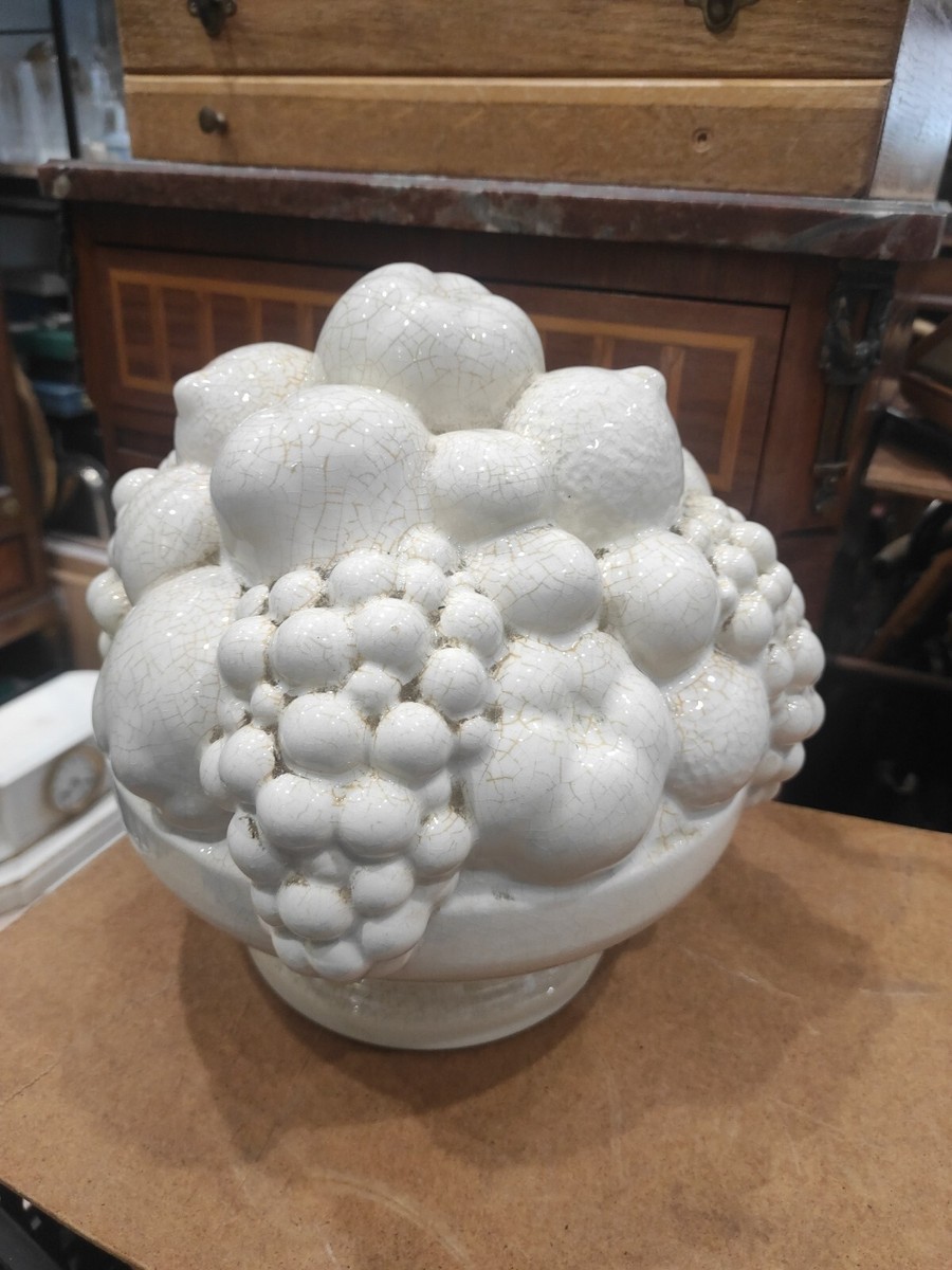 Grande Coupe à Fruits En Bois Sculpté - Centre De Table Vintage Artisanal Haïti