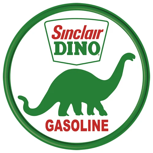 Sinclair Dino Gasoline Round Embossed Steel Sign 11.75" Diameter