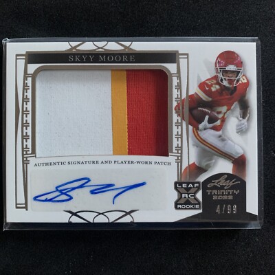 2022 SKYY MOORE Leaf Trinity Rookie Patch Auto /99 RPA SP Player Worn! RC Chiefs