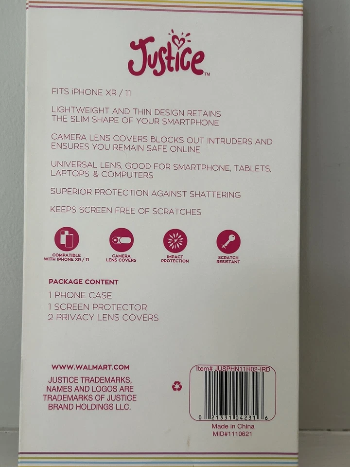 Kit protector Justice Fashion funda de teléfono para Apple iPhone 11/XR azul brillo Foto 3 de 4