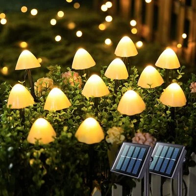 Solar Mushroom Lights Solar String Lights Outdoor Waterproof for Outside 20LED