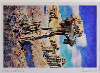 736047 Sand Tufa Formations Mono Lake California U.S.A. A4 Watercolour print